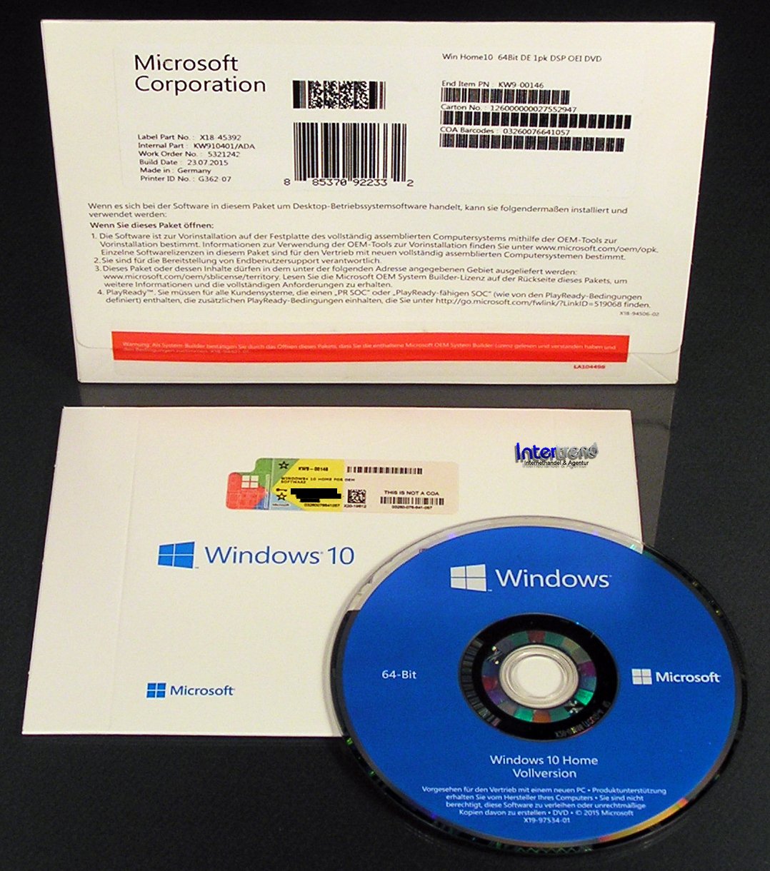 Microsoft Windows 10 Home Vollversion Sb 64 Bit Hologramm Dvd Deutsch 2049